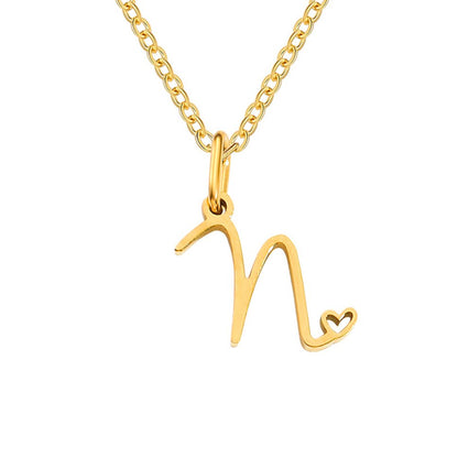 Gold-Tone Heart Letter Necklace