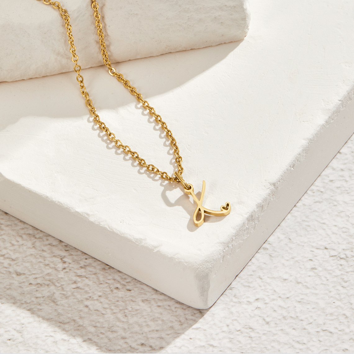 Gold-Tone Heart Letter Necklace