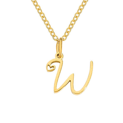 Gold-Tone Heart Letter Necklace