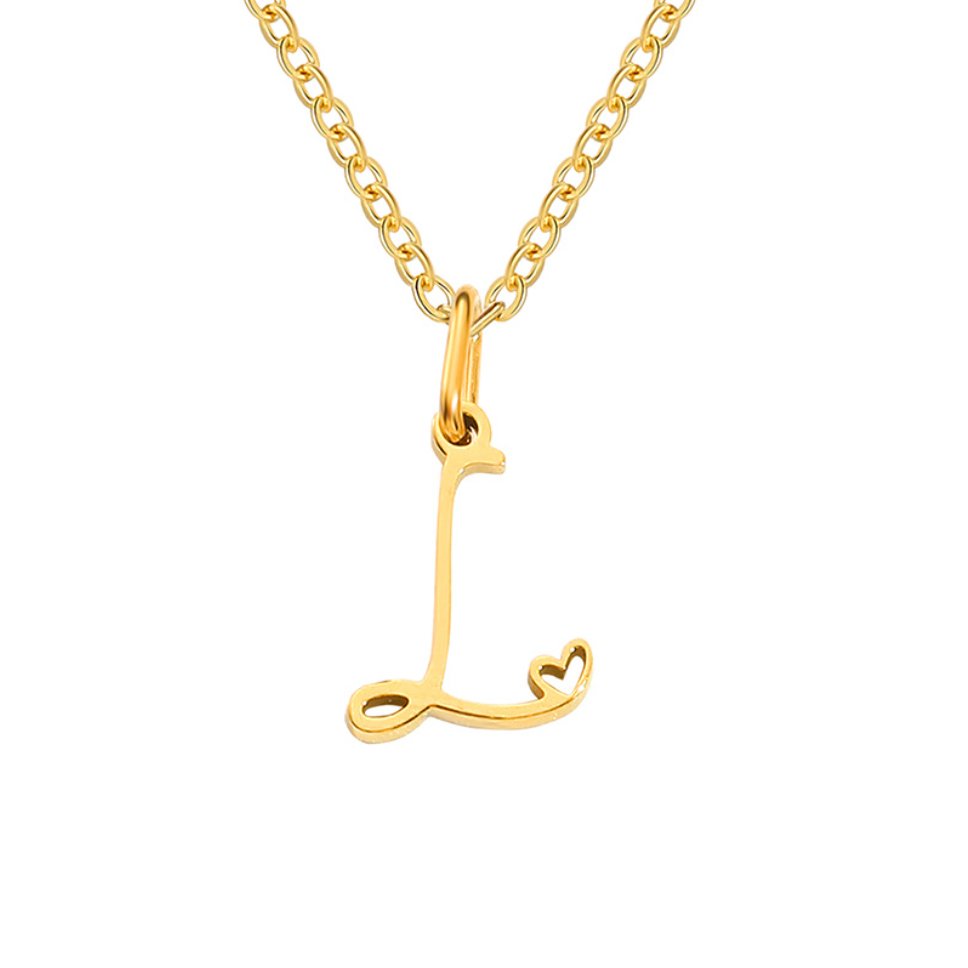 Gold-Tone Heart Letter Necklace