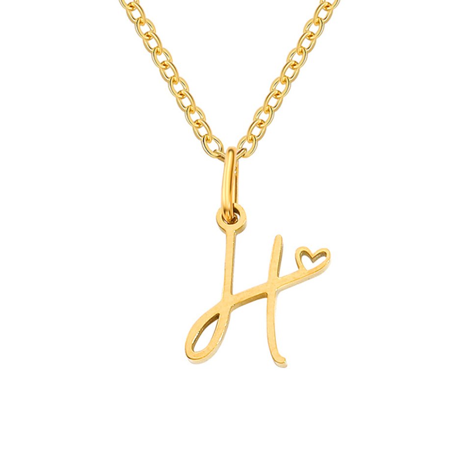 Gold-Tone Heart Letter Necklace