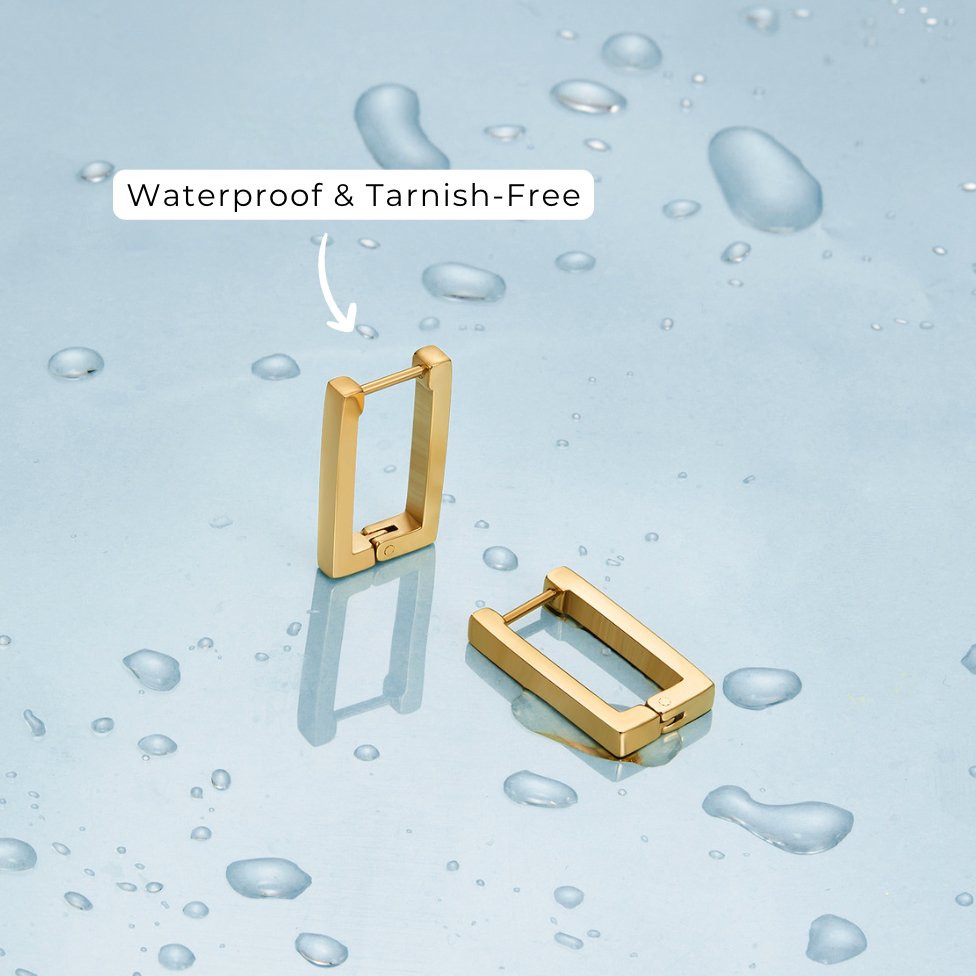 Gold-Tone Rectangle Hoop Earrings