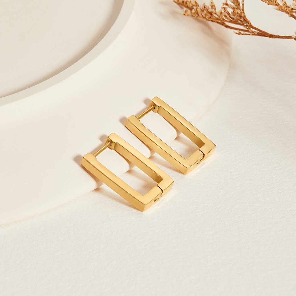 Gold-Tone Rectangle Hoop Earrings
