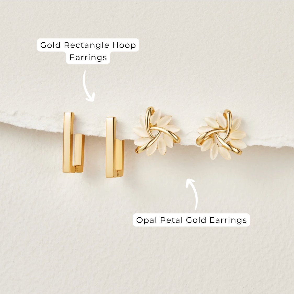 Gold-Tone Rectangle Hoop Earrings