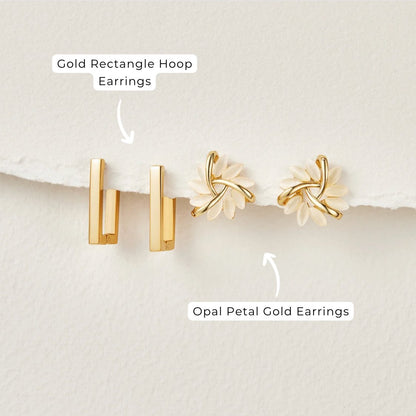 Gold-Tone Rectangle Hoop Earrings