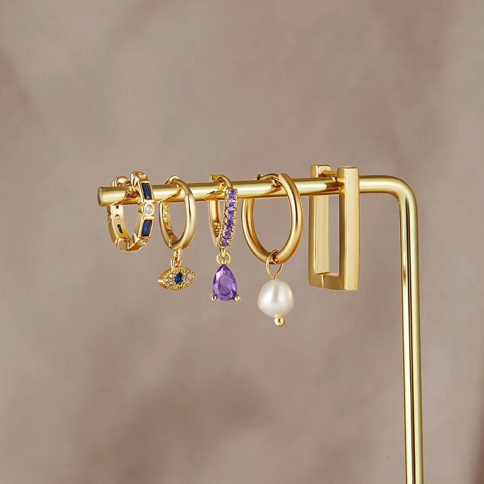 Gold-Tone Rectangle Hoop Earrings
