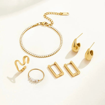 Gold-Tone Rectangle Hoop Earrings