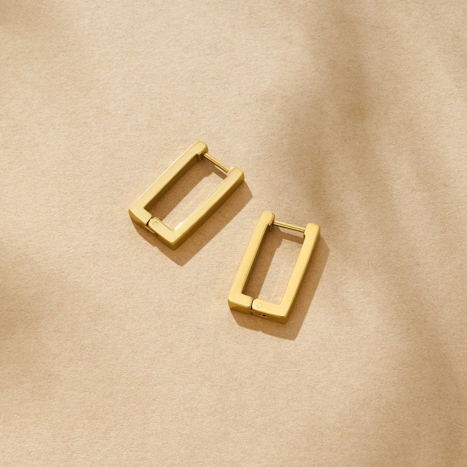 Gold-Tone Rectangle Hoop Earrings