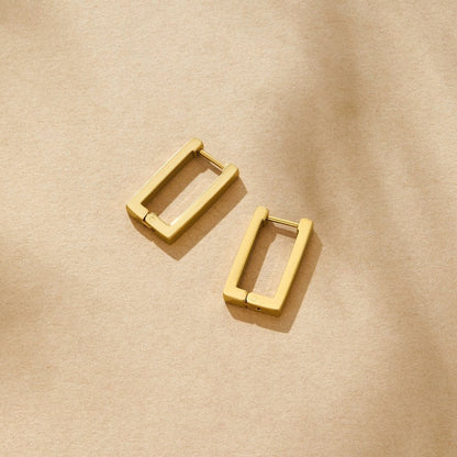 Gold-Tone Rectangle Hoop Earrings