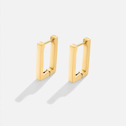 Gold-Tone Rectangle Hoop Earrings
