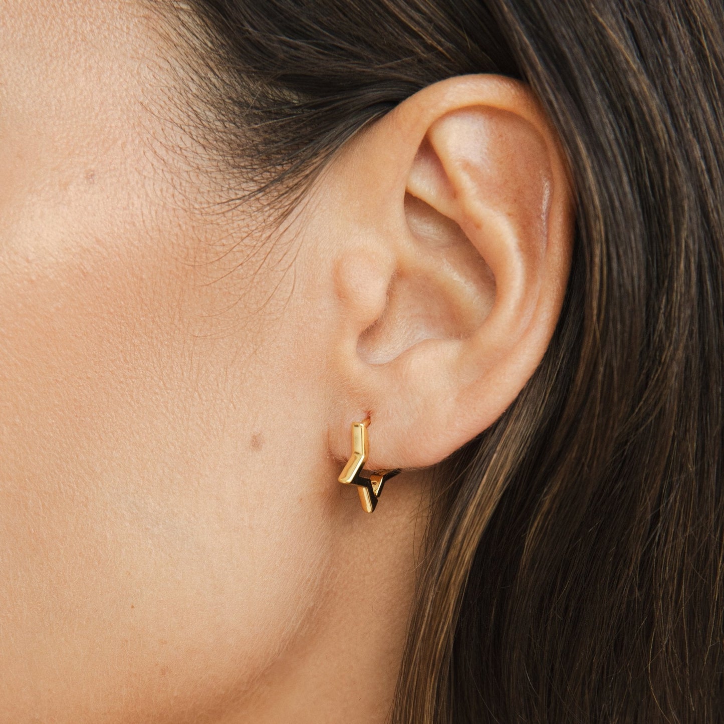 Gold-Tone Star Hoop Earrings