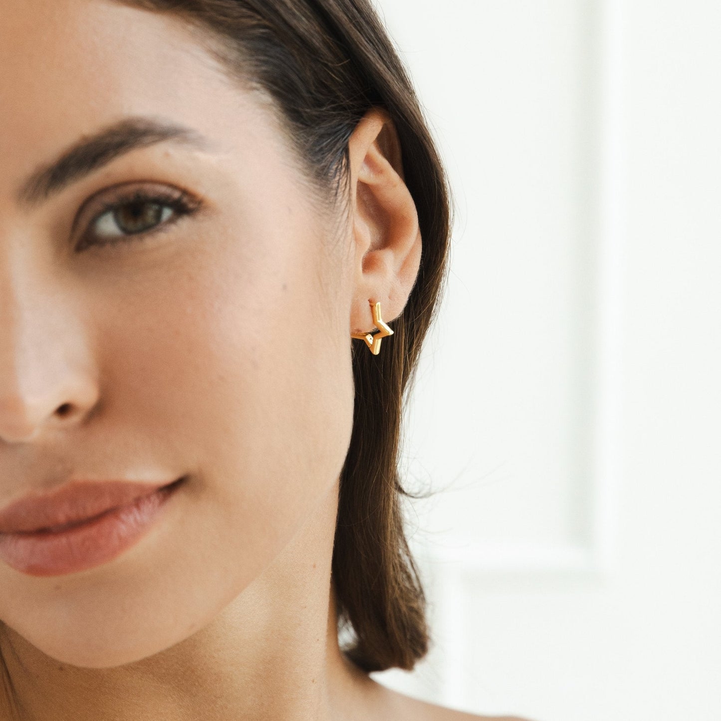 Gold-Tone Star Hoop Earrings