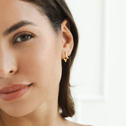 Gold-Tone Star Hoop Earrings