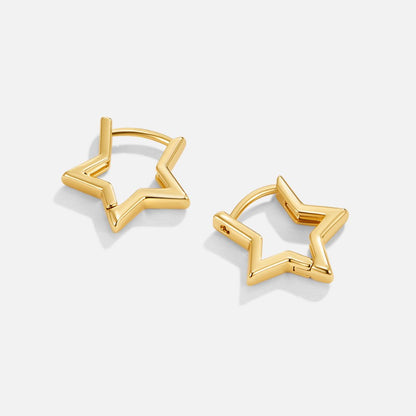 Gold-Tone Star Hoop Earrings