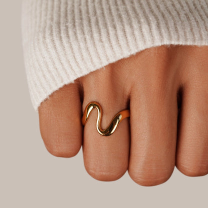 Gold-Tone Wave Band Ring