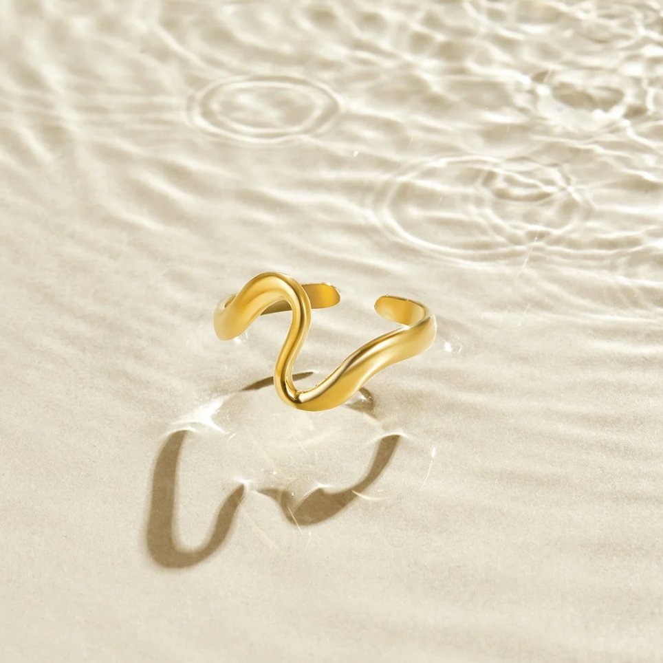 Gold-Tone Wave Band Ring