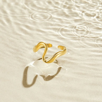 Gold-Tone Wave Band Ring