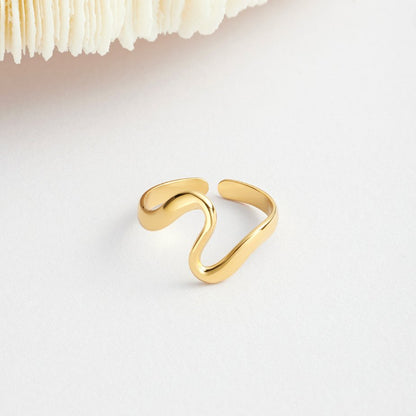 Gold-Tone Wave Band Ring