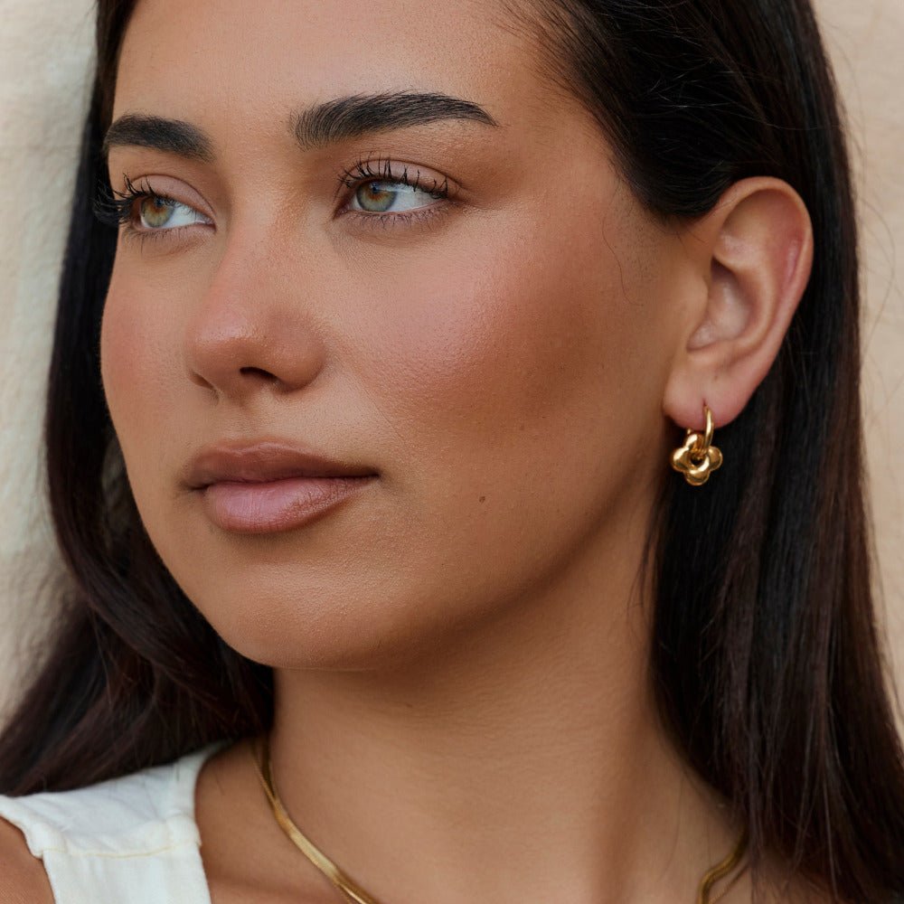 Golden Flower Puff Earrings