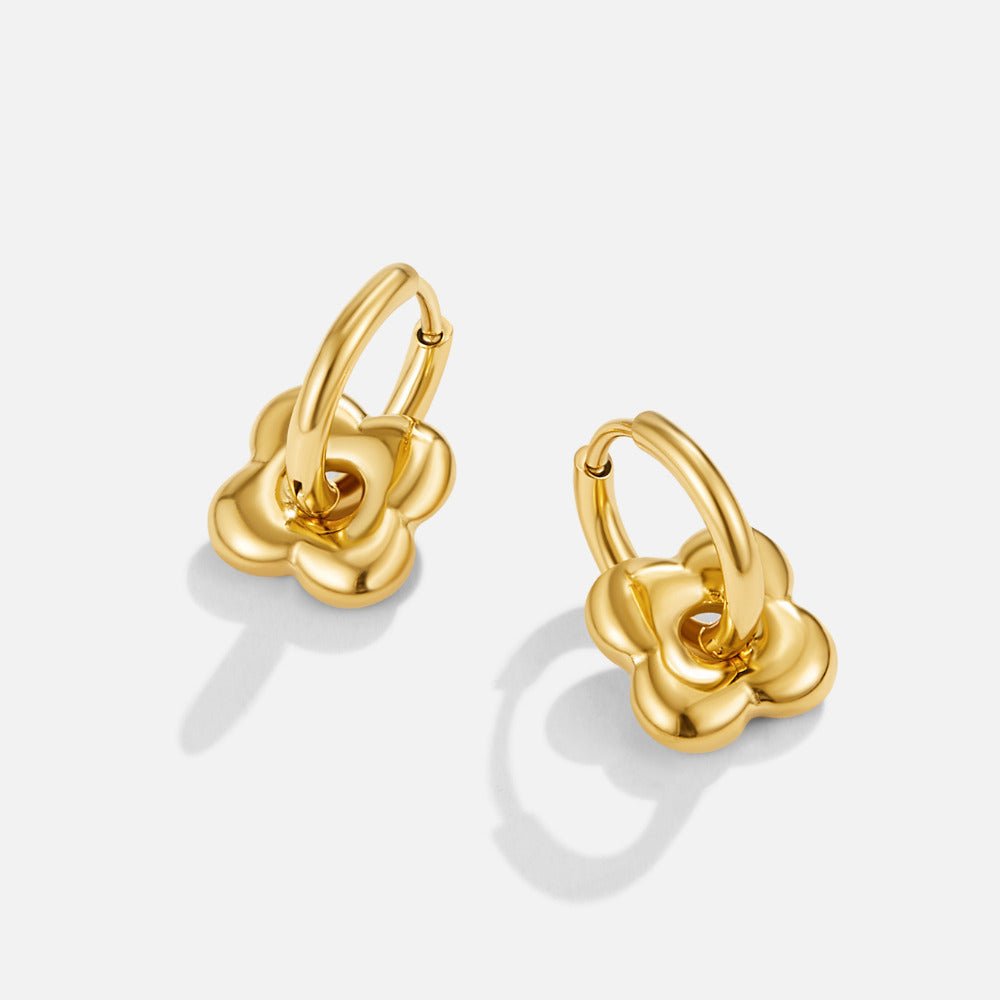 Golden Flower Puff Earrings