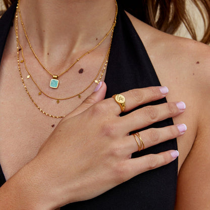 Gold-Tone Hummingbird Signet Ring