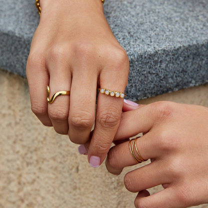 Golden Moonstone-Effect Eternity Ring