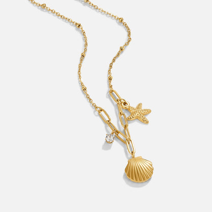 Gold-Tone Seashell and Starfish Necklace