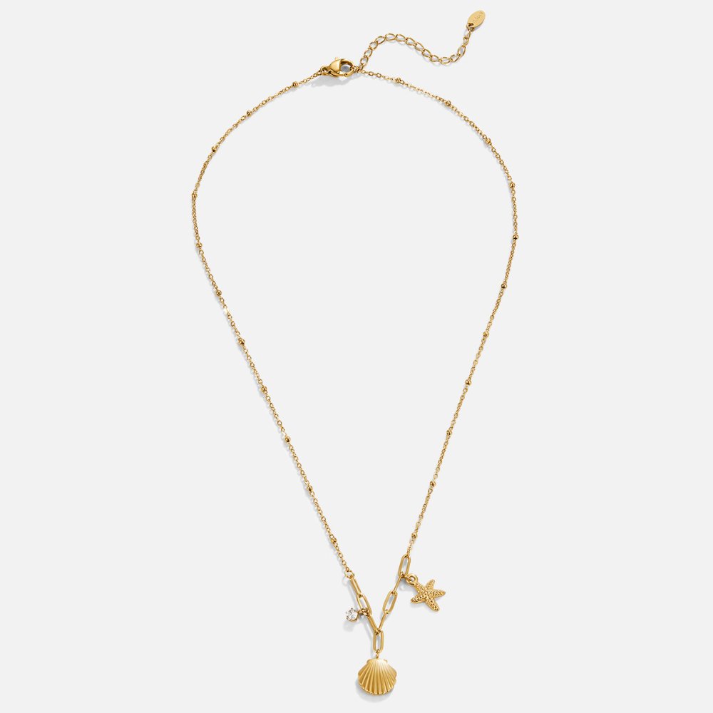 Gold-Tone Seashell and Starfish Necklace