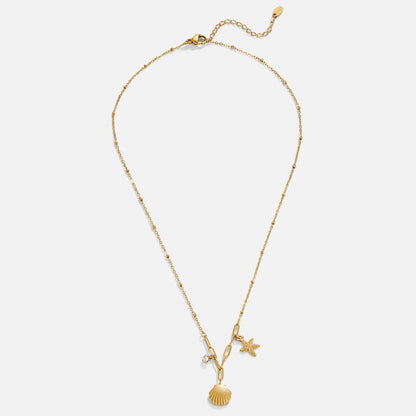 Gold-Tone Seashell and Starfish Necklace