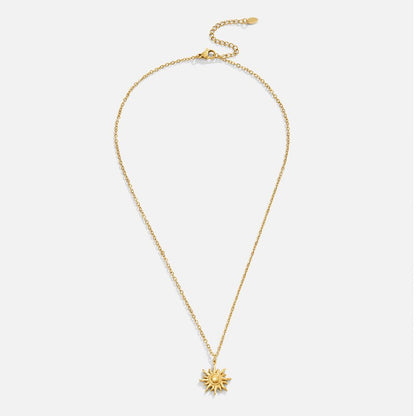 Golden Sunburst Pendant Necklace