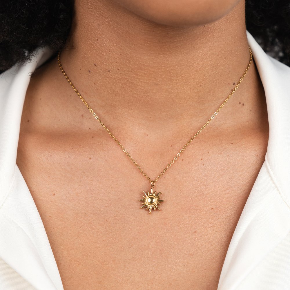 Golden Sunburst Pendant Necklace