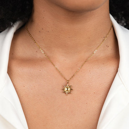 Golden Sunburst Pendant Necklace