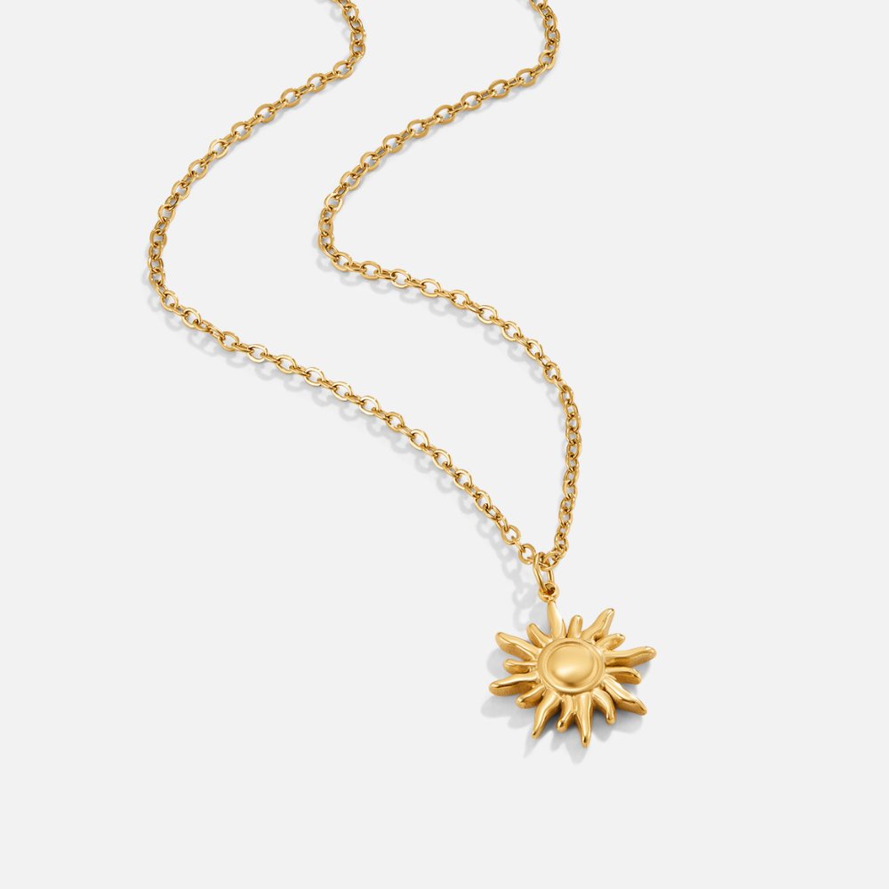 Golden Sunburst Pendant Necklace