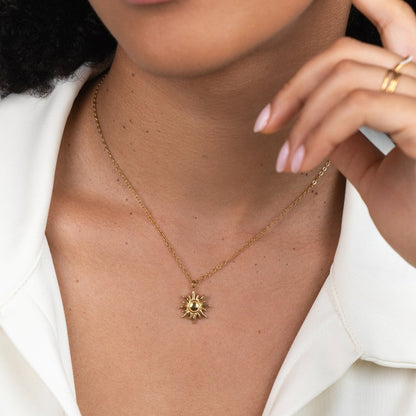 Golden Sunburst Pendant Necklace