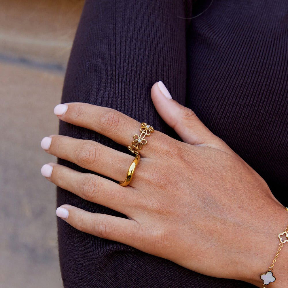 Gold-Tone Wildflower Infinity Ring