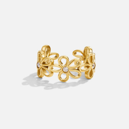Gold-Tone Wildflower Infinity Ring