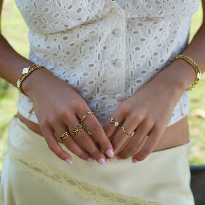 Gold-Tone Wildflower Infinity Ring