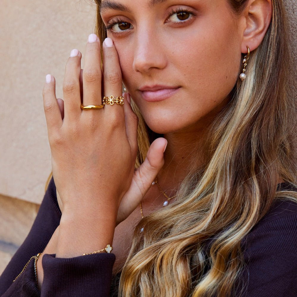 Gold-Tone Wildflower Infinity Ring