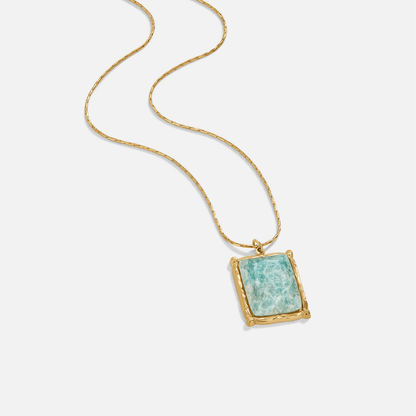 Green Amazonite-Effect Pendant Necklace