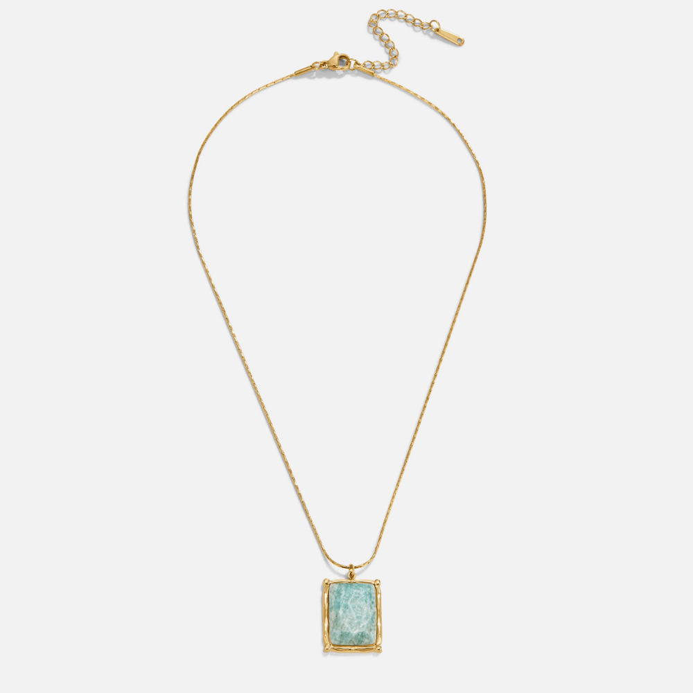 Green Amazonite-Effect Pendant Necklace