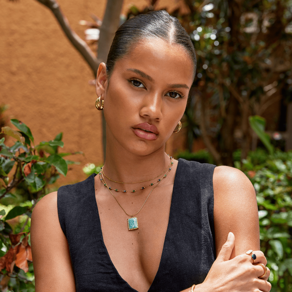 Green Amazonite-Effect Pendant Necklace