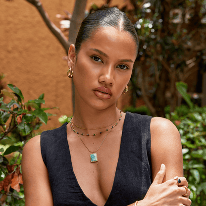 Green Amazonite-Effect Pendant Necklace