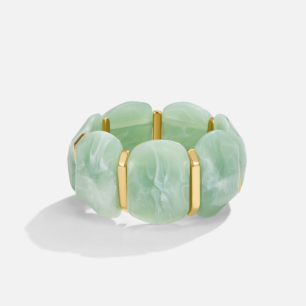 Green Aventurine-Effect Elastic Bracelet