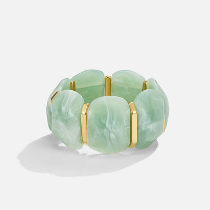 Green Aventurine-Effect Elastic Bracelet