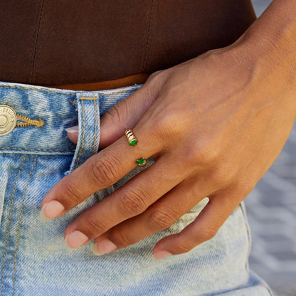 Emerald Green Cuff Ring