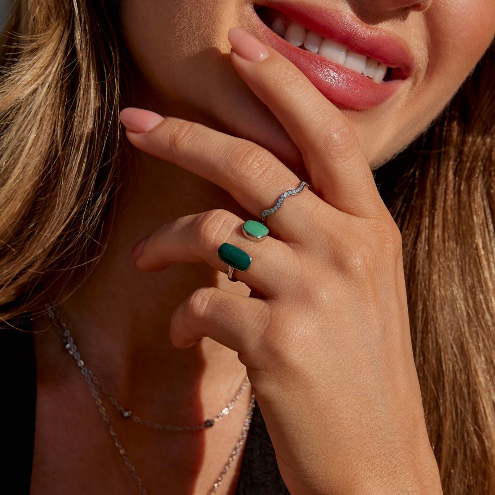Willow Green Silver-Tone Wrap Ring