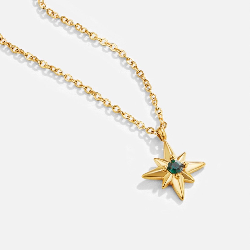 Emerald Green Crystal Star Necklace