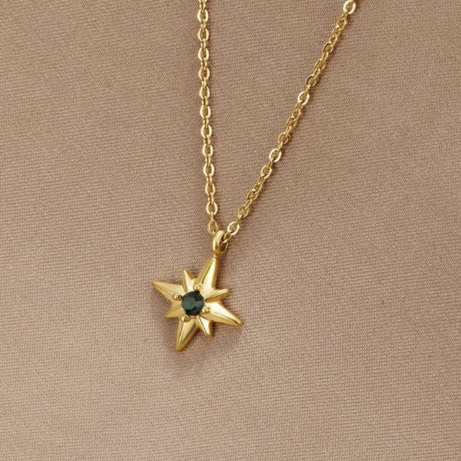 Emerald Green Crystal Star Necklace