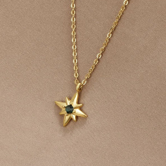 Emerald Green Crystal Star Necklace