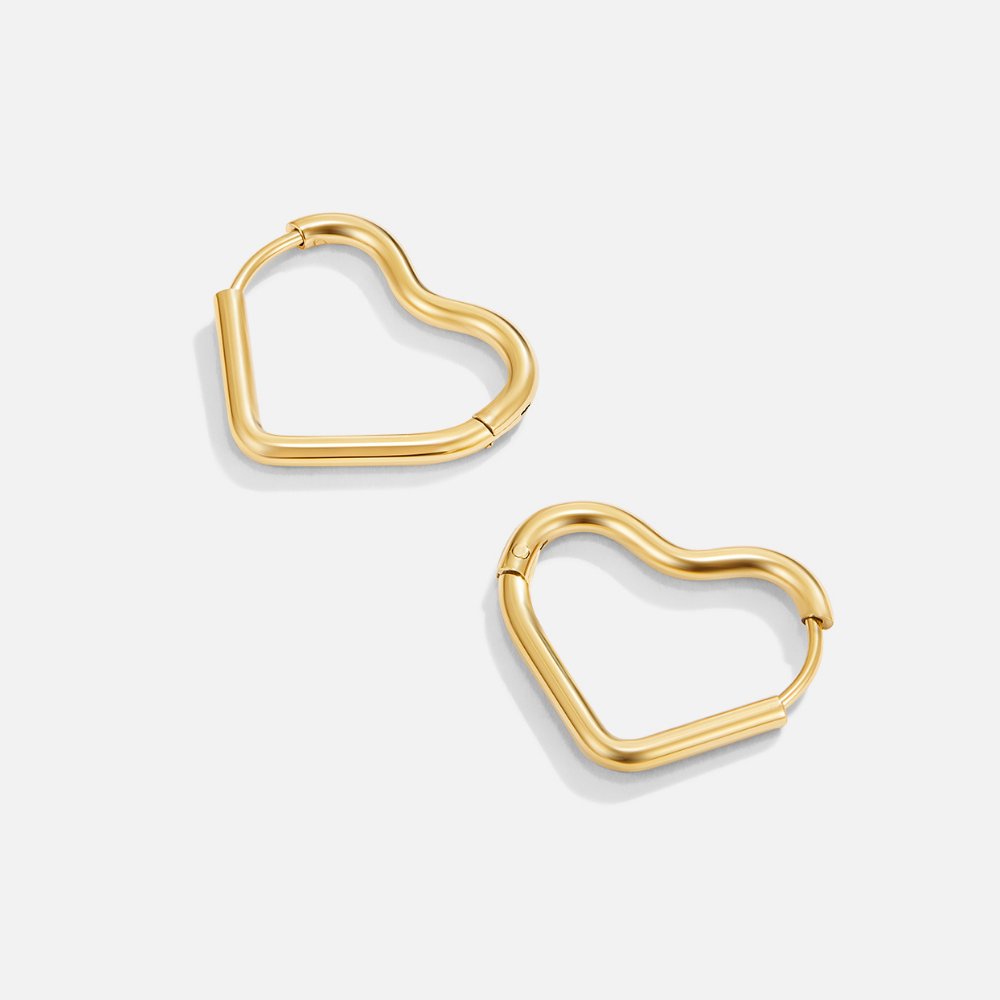 Gold-Tone Heart Hoop Earrings